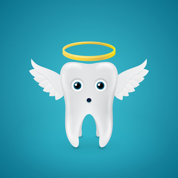Angelic tooth with wings and a halo