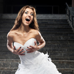 beautiful young woman in wedding dress