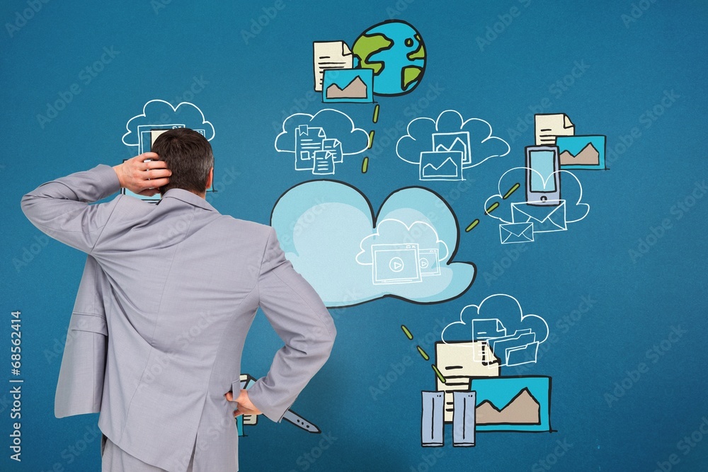 Poster composite image of thinking businessman