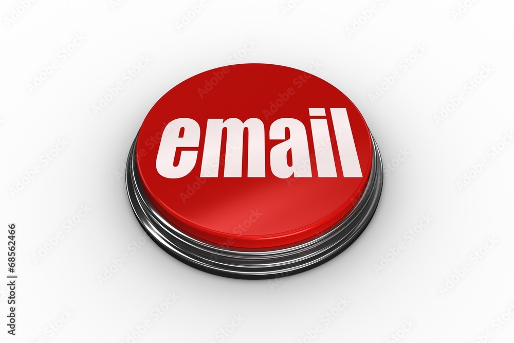 Poster Email against digitally generated red push button