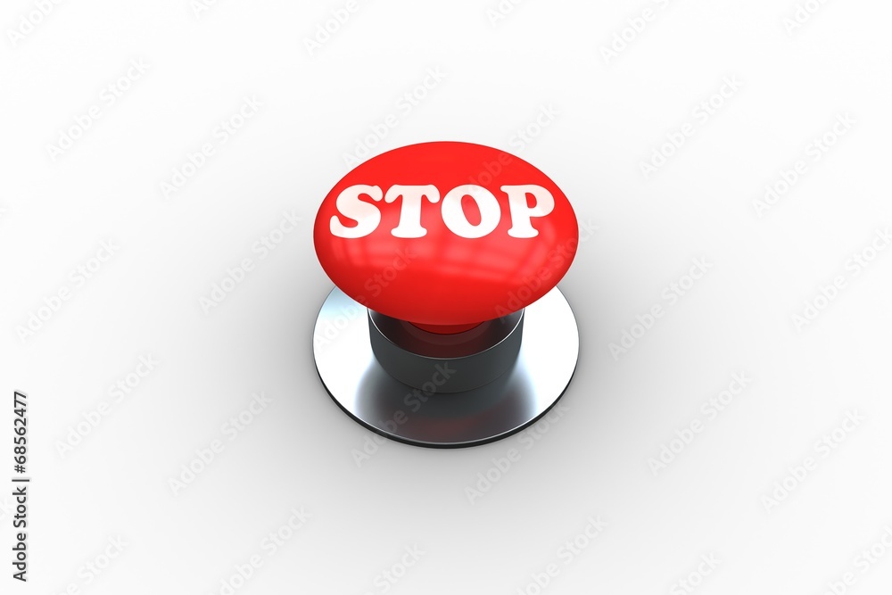 Poster Stop on digitally generated red push button