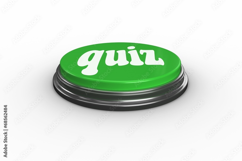 Poster Quiz on digitally generated green push button