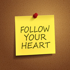 follow your heart words on post-it