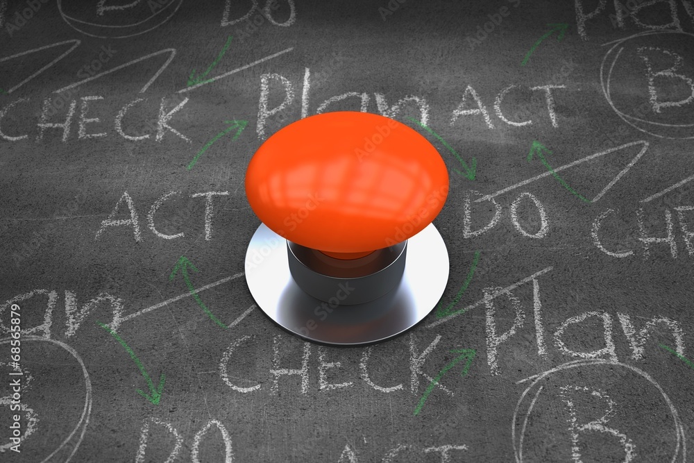 Poster Composite image of orange push button