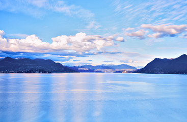 Fototapeta na wymiar Lake Maggiore and Swiss Alps