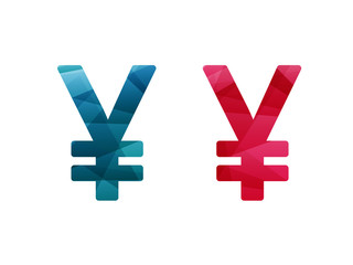 Colorful shiny geometric currency sign icon vector