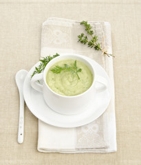puree soup with herbs savory parsley