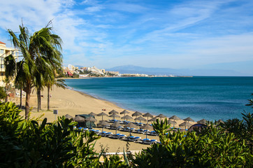 Strand und Palmen in Benalmadena Spanien