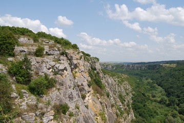 Fototapeta na wymiar Vertical rocks in Rusenski Lom