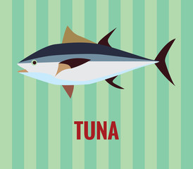 Tuna drawing on green background