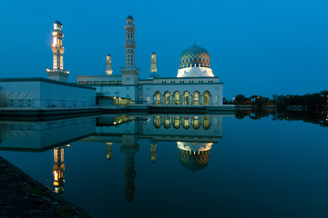Reflection of Kota Kinabalu city mosque in Sabah,Malaysia,Borneo