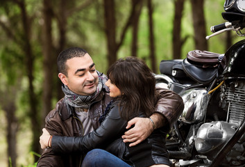 Happy bikers resting