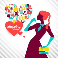 Shopping woman silhouette. Elegant stylish design