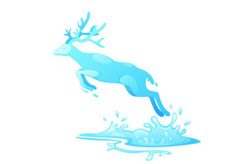 Jumping deer out of water vector