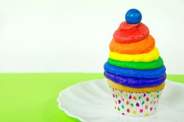 rainbow cupcake with gumball
