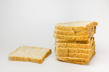 Whole wheat Bread on white background