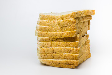 Whole wheat Bread on white background