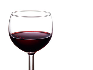 Glass of full bodied, rich, dark red wine isolated on white