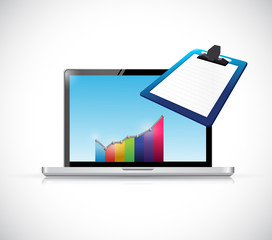 business computer and clipboard illustration