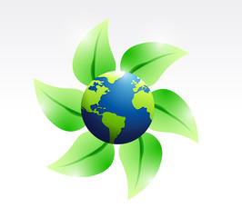 leaves and eco globe illustration design