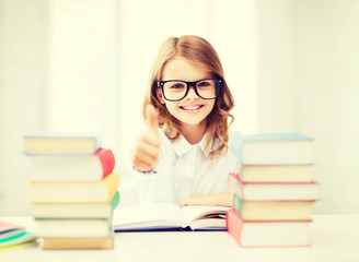 student girl studying at school