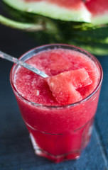 smoothie in a glass of watermelon, heart