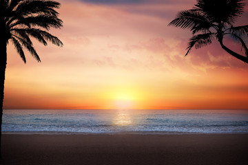 Fototapeta na wymiar Scenic View Of Beach At Sunset