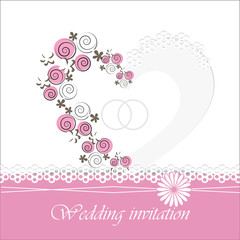 Wedding invitation card with floral elements