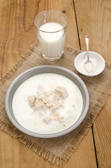 fresh yeast in a bowl with warm milk