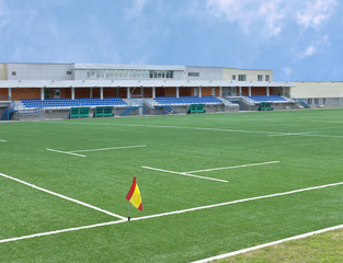 Grandstand stadium and rugby field