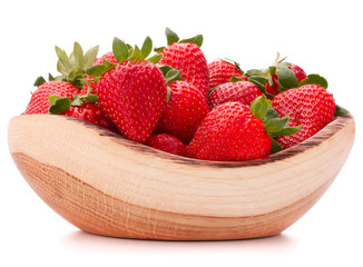 Strawberries in wooden bowl cutout