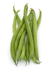 Green beans handful isolated on white background cutout