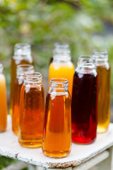 different bottles of juice