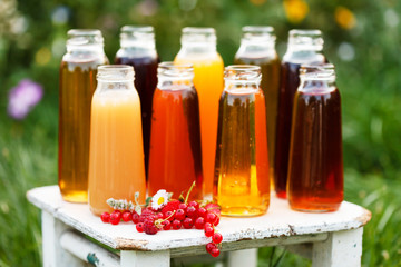 different bottles of juice