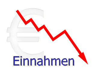 rotes Diagramm abwärts Einnahmen mit Euro Symbol