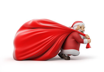 Santa Claus with a heavy bag of gifts - 68584664