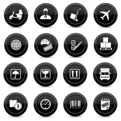 Logistic ,black icons on white background