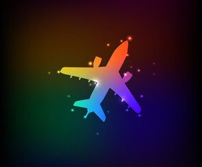 Airplane symbol,Rainbow vector
