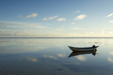 Simple Boat Calm Waters Scenic Landscape