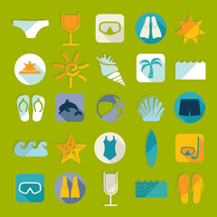 Set of summer tourism icons
