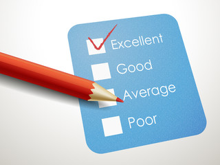 tick placed in excellent check box with red pen