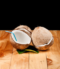 coconut on wood