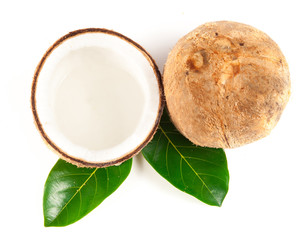 Coconut with straw isolated on white