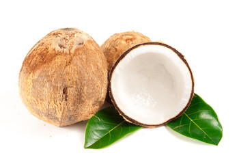 Coconut with straw isolated on white