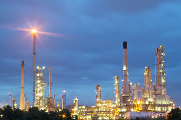 Architecture of Petrochemical oil refinery plant  with sunrise t