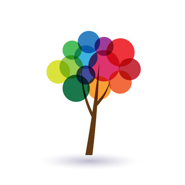 Multicolored circles tree image logo