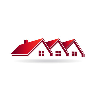 Red houses real estate image logo