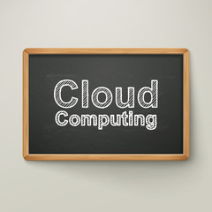 Fototapeta premium cloud computing on blackboard in wooden frame