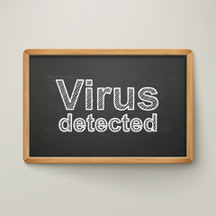 virus detected on blackboard in wooden frame