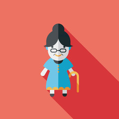 old woman flat icon with long shadow